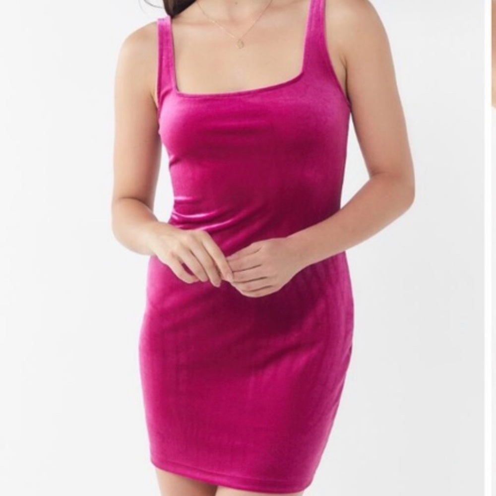 Urban outfitters pink velvet mini dress